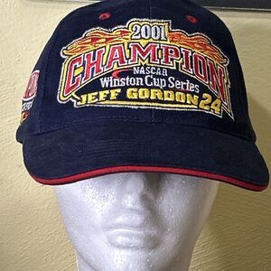 Jeff Gordon #24 2001 Winston Cup Champion Hat Cap Chase Authentics Flames NASCAR